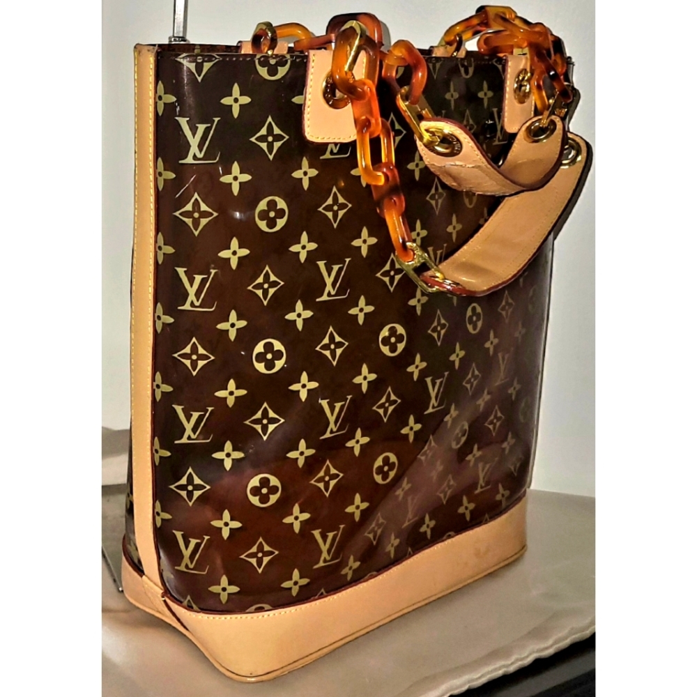 Louis Vuitton Monogram Clear Vinyl Cabas Ambre MM Tote Bag - Ivy